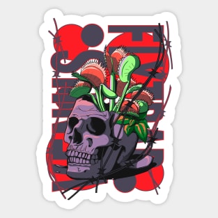 Venus flytrap in a skull Sticker